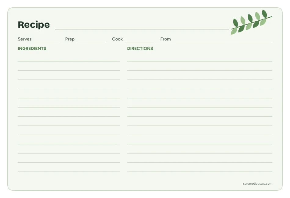 Free printable 4x6 recipe card: Herb Garden design